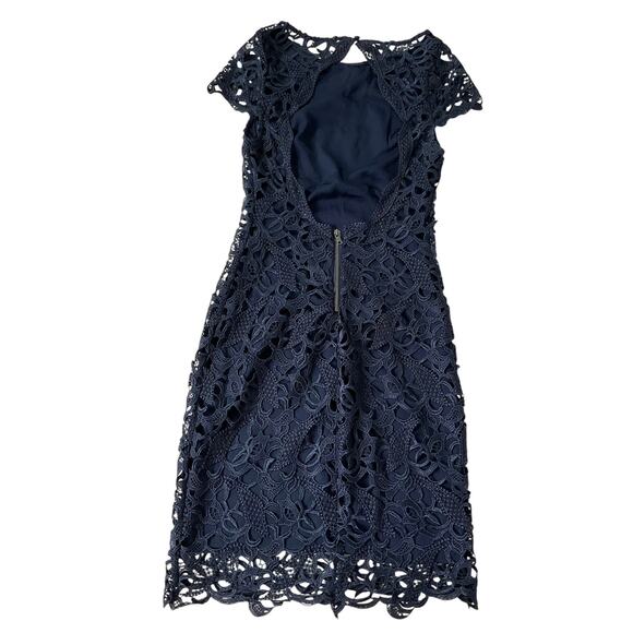 Alice + Olivia Blue Embroidered Open Back Sheath Dress Women Size 0 | 58-36 - Picture 2 of 7